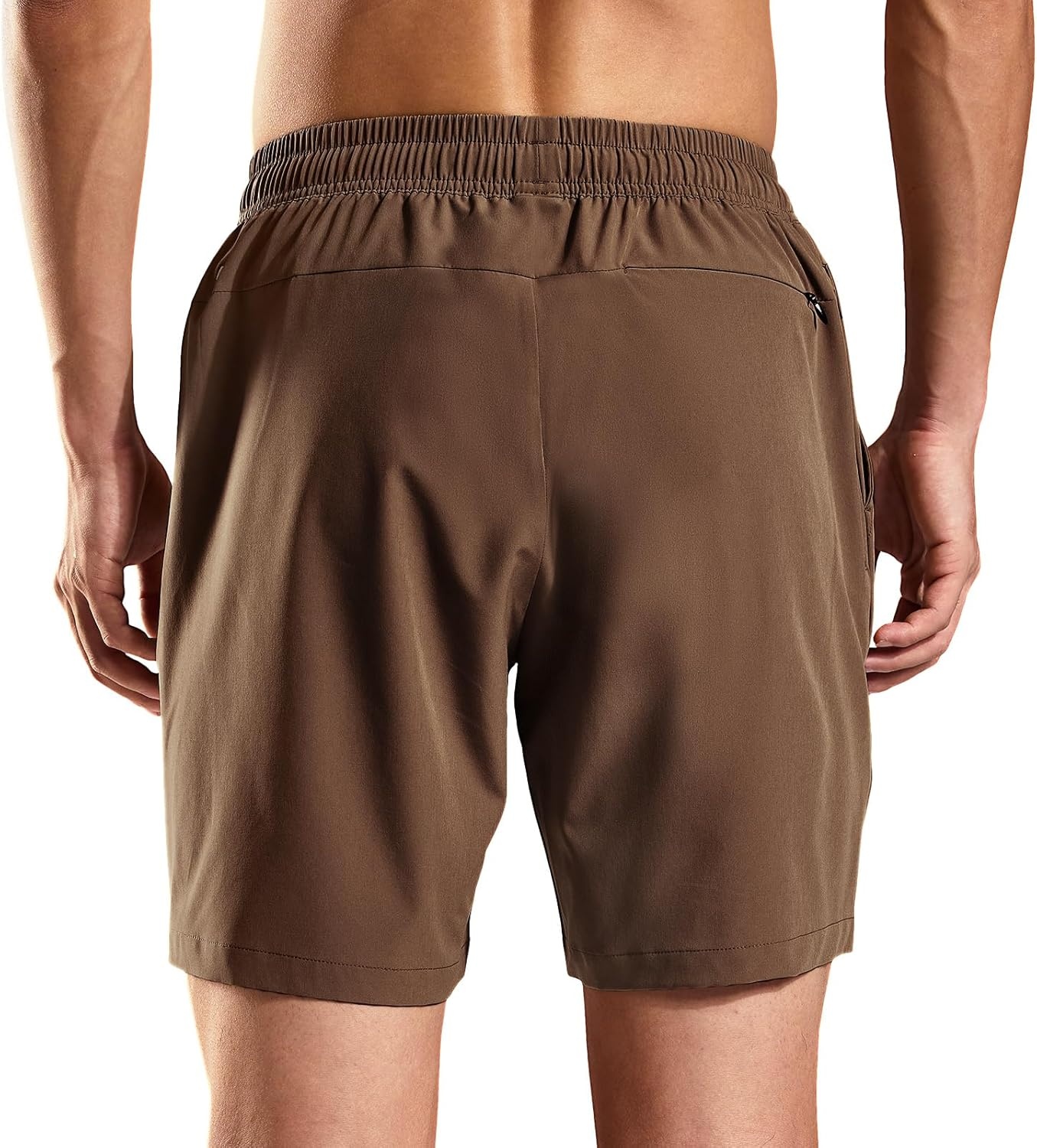 image:imageMIER Mens Workout Running Shorts 7 Inch Lightweight Athletic with Zipper Pockets No Liner QuickDry Gym Active ShortsBrown