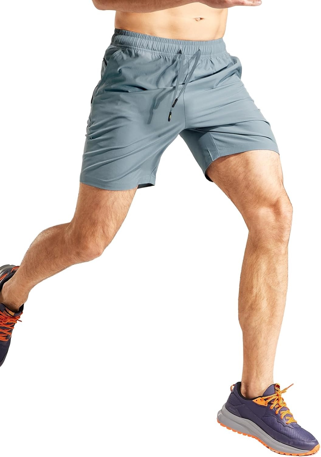 image:imageMIER Mens Workout Running Shorts 7 Inch Lightweight Athletic with Zipper Pockets No Liner QuickDry Gym Active ShortsCoolgrey