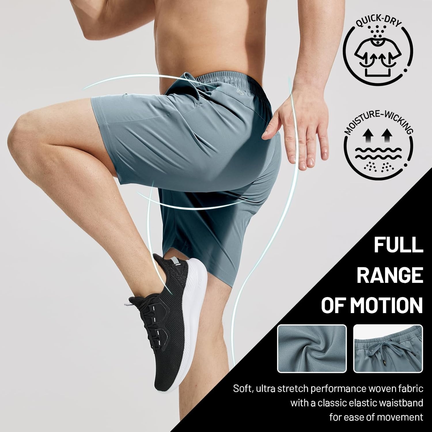 image:imageMIER Mens Workout Running Shorts 7 Inch Lightweight Athletic with Zipper Pockets No Liner QuickDry Gym Active ShortsCoolgrey