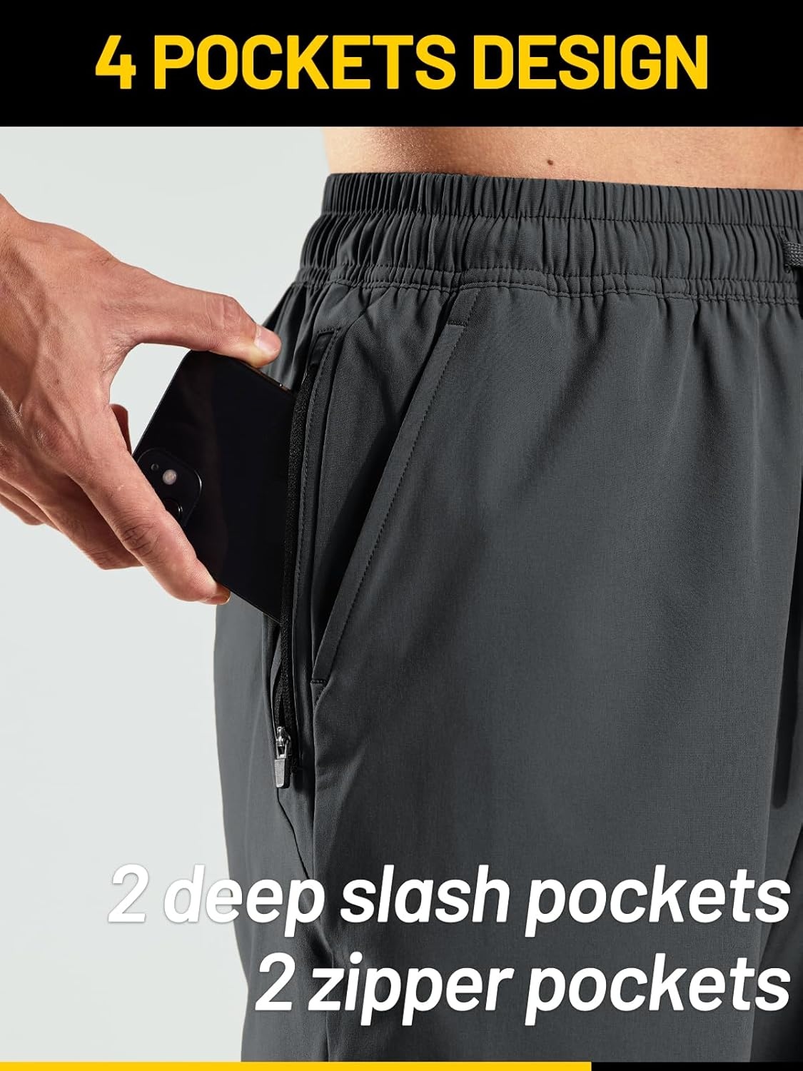 image:imageMIER Mens Workout Running Shorts 7 Inch Lightweight Athletic with Zipper Pockets No Liner QuickDry Gym Active ShortsDark Grey