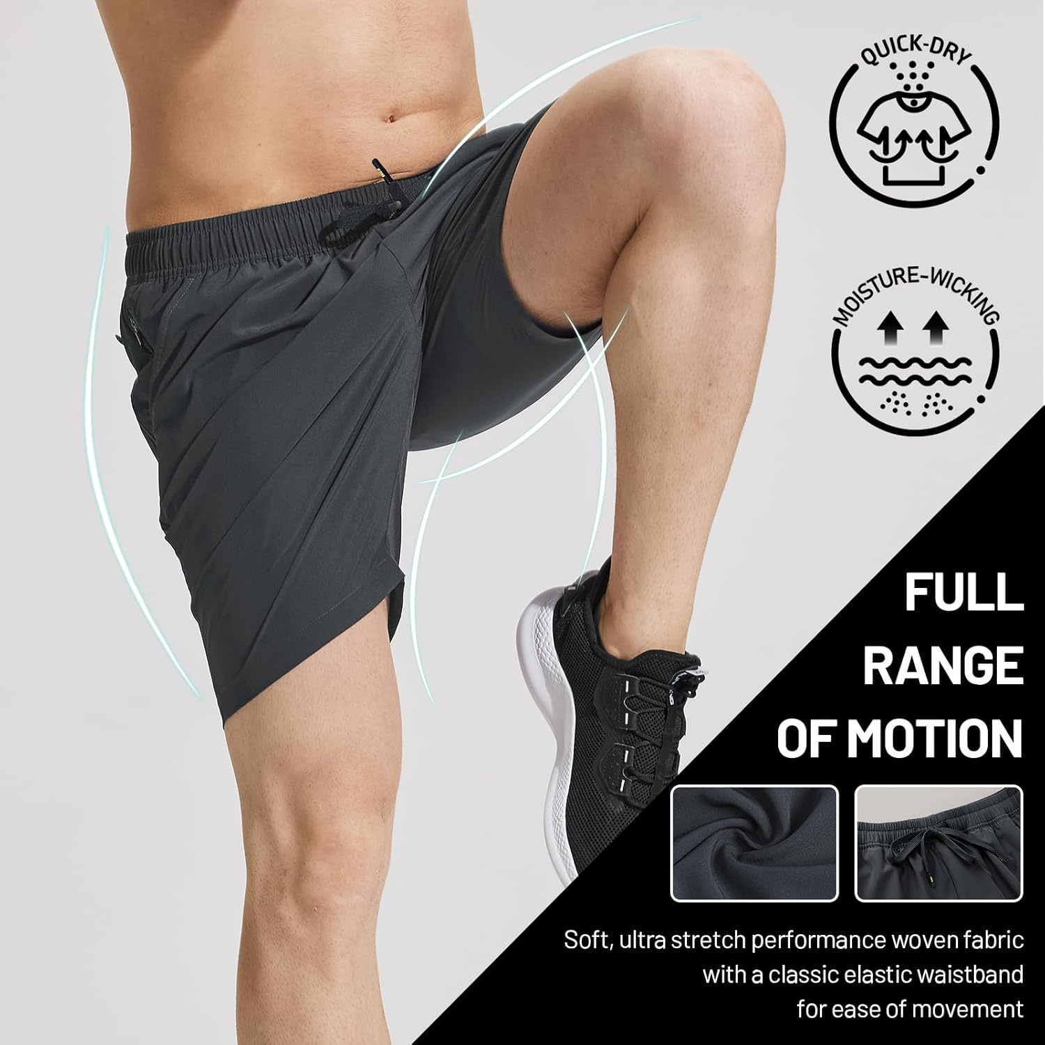 image:imageMIER Mens Workout Running Shorts 7 Inch Lightweight Athletic with Zipper Pockets No Liner QuickDry Gym Active ShortsDark Grey