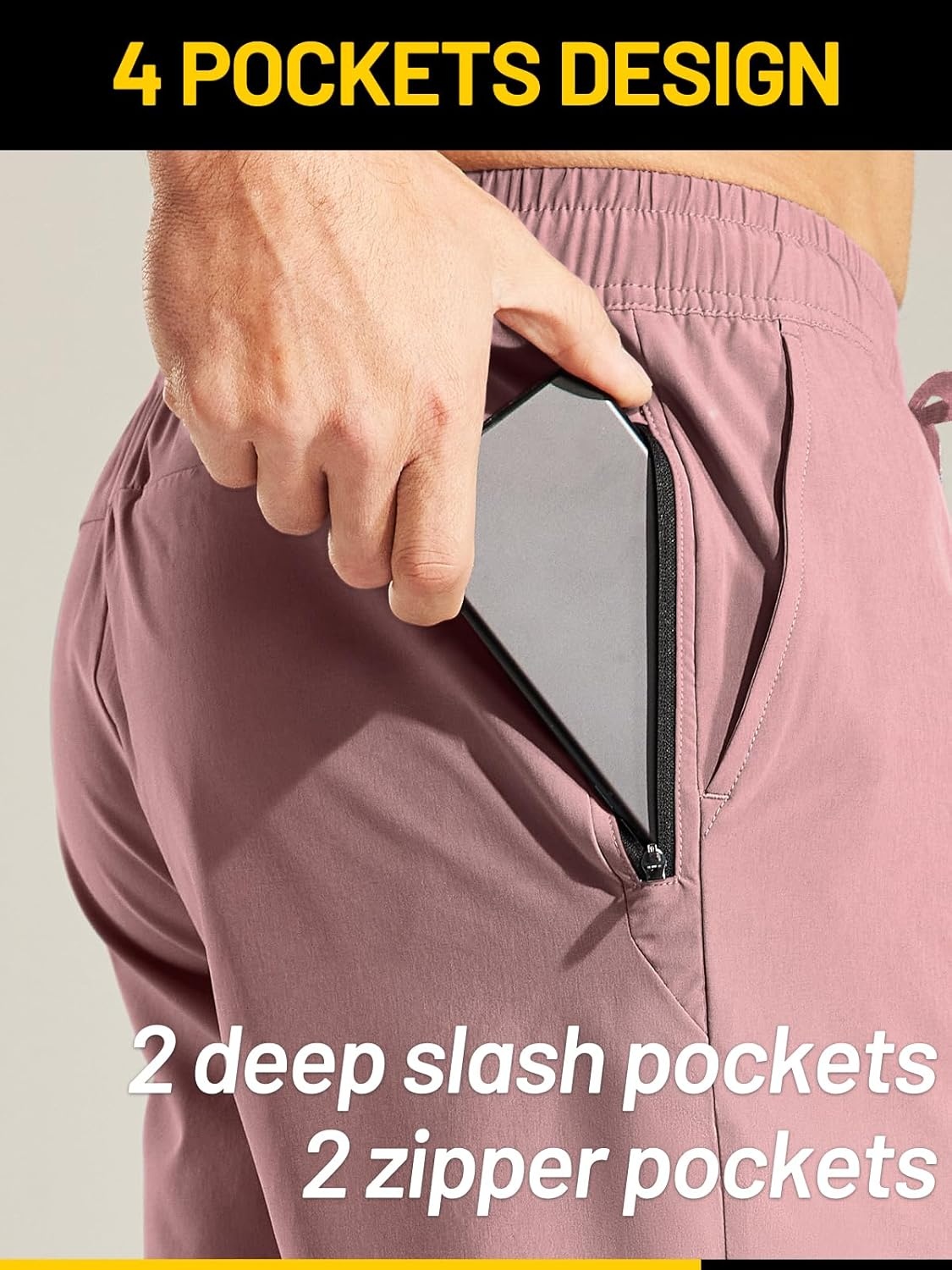image:imageMIER Mens Workout Running Shorts 7 Inch Lightweight Athletic with Zipper Pockets No Liner QuickDry Gym Active ShortsDusty Pink