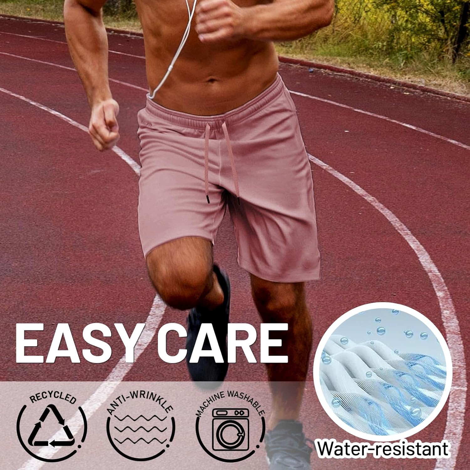 image:imageMIER Mens Workout Running Shorts 7 Inch Lightweight Athletic with Zipper Pockets No Liner QuickDry Gym Active ShortsDusty Pink