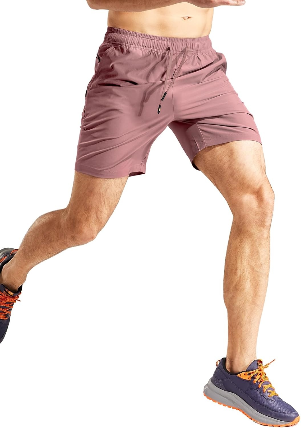 image:imageMIER Mens Workout Running Shorts 7 Inch Lightweight Athletic with Zipper Pockets No Liner QuickDry Gym Active ShortsDusty Pink