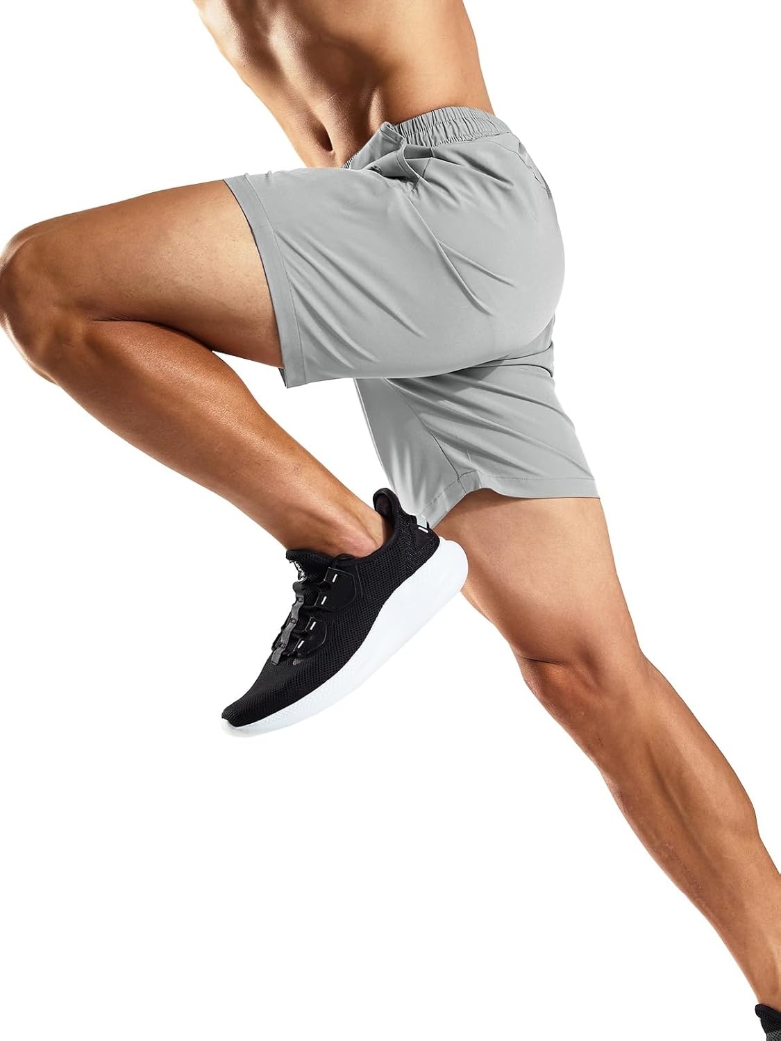 image:imageMIER Mens Workout Running Shorts 7 Inch Lightweight Athletic with Zipper Pockets No Liner QuickDry Gym Active ShortsGray