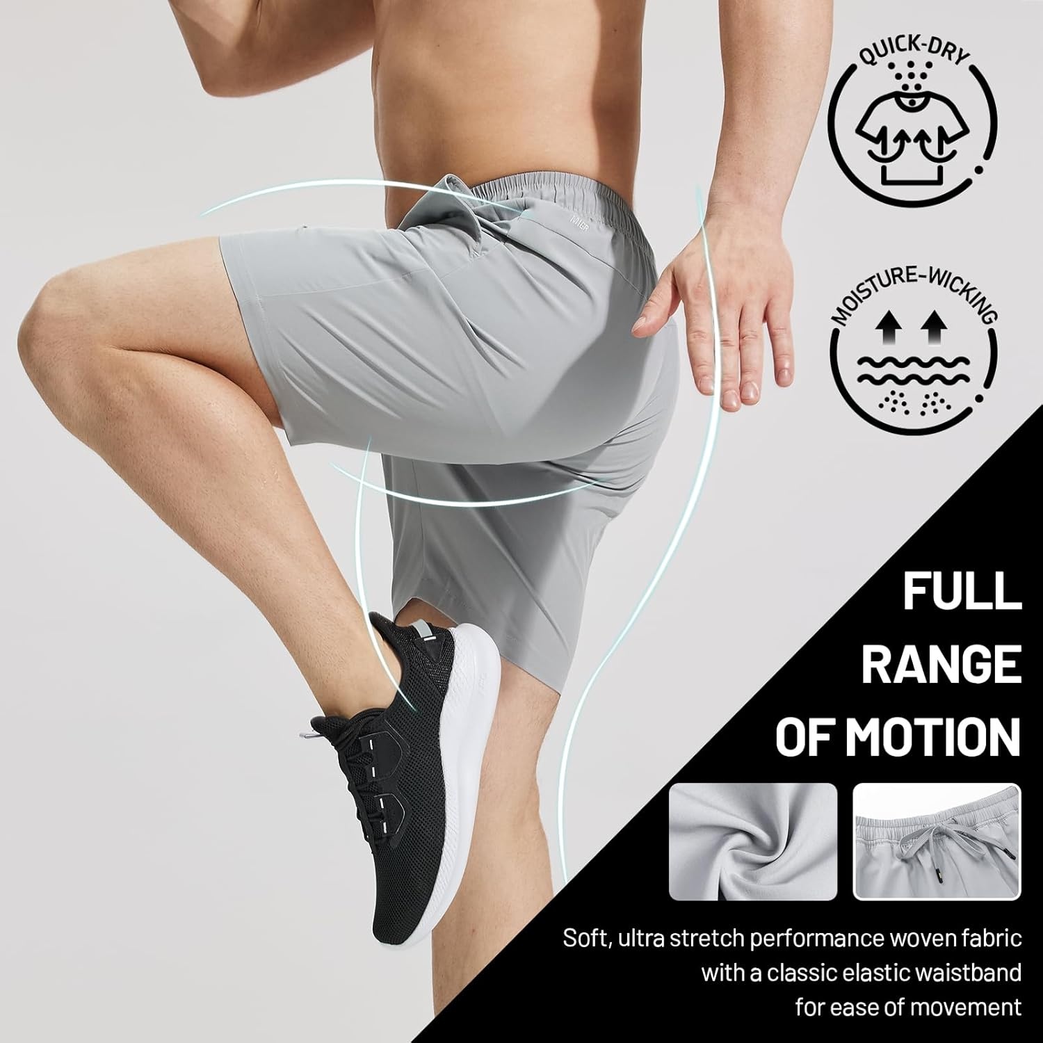 image:imageMIER Mens Workout Running Shorts 7 Inch Lightweight Athletic with Zipper Pockets No Liner QuickDry Gym Active ShortsGray