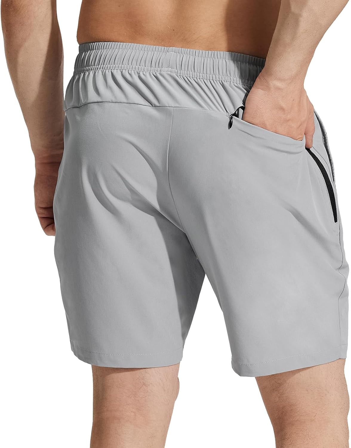 image:imageMIER Mens Workout Running Shorts 7 Inch Lightweight Athletic with Zipper Pockets No Liner QuickDry Gym Active ShortsGray