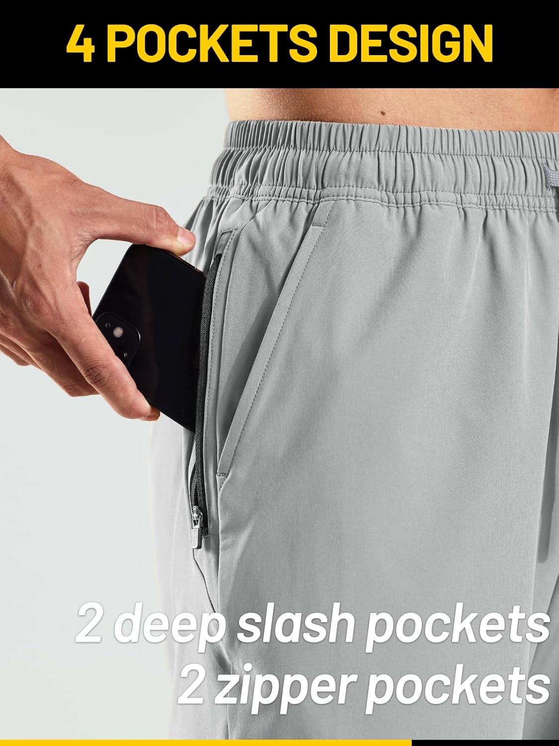 image:imageMIER Mens Workout Running Shorts 7 Inch Lightweight Athletic with Zipper Pockets No Liner QuickDry Gym Active ShortsGray
