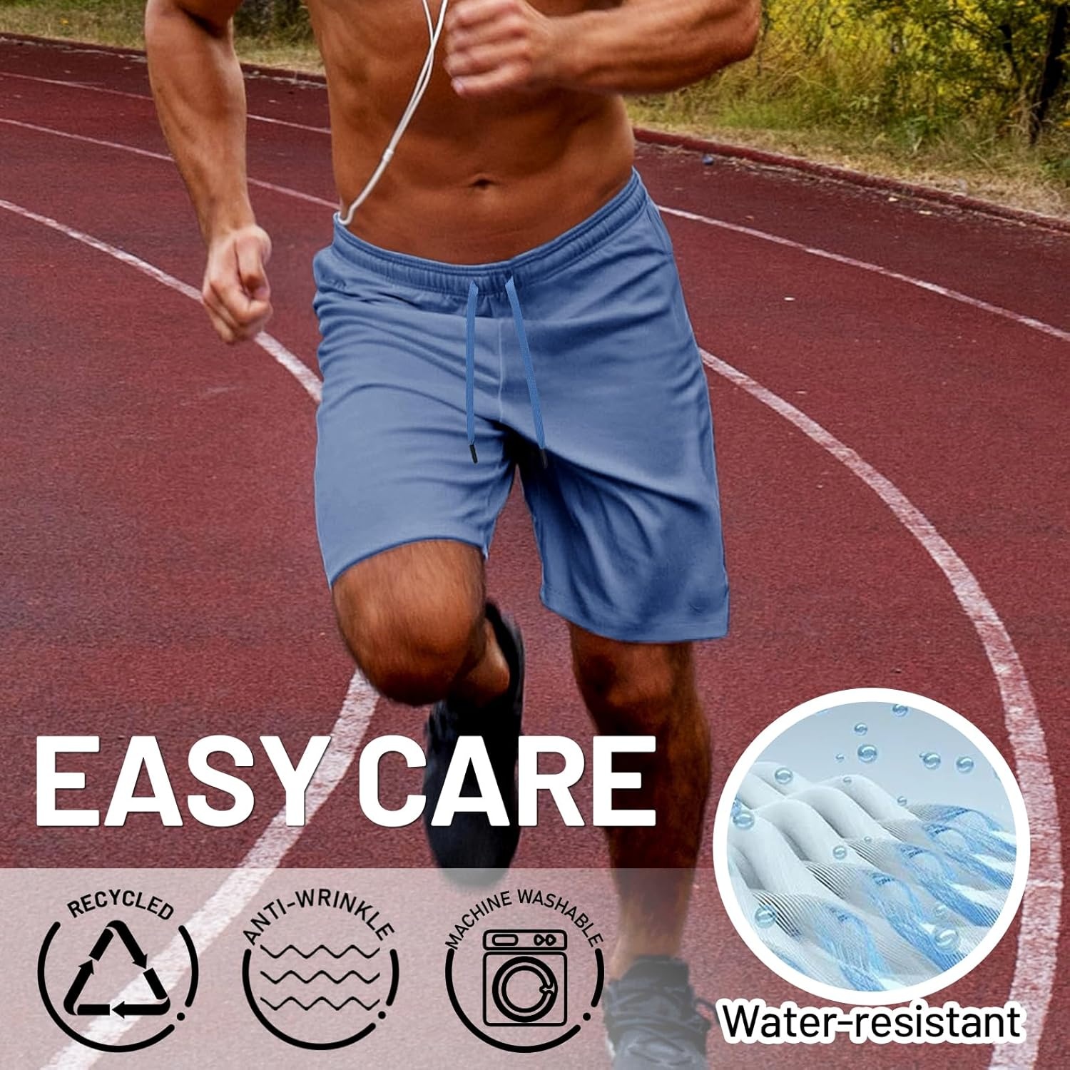 image:imageMIER Mens Workout Running Shorts 7 Inch Lightweight Athletic with Zipper Pockets No Liner QuickDry Gym Active ShortsIndigo Blue
