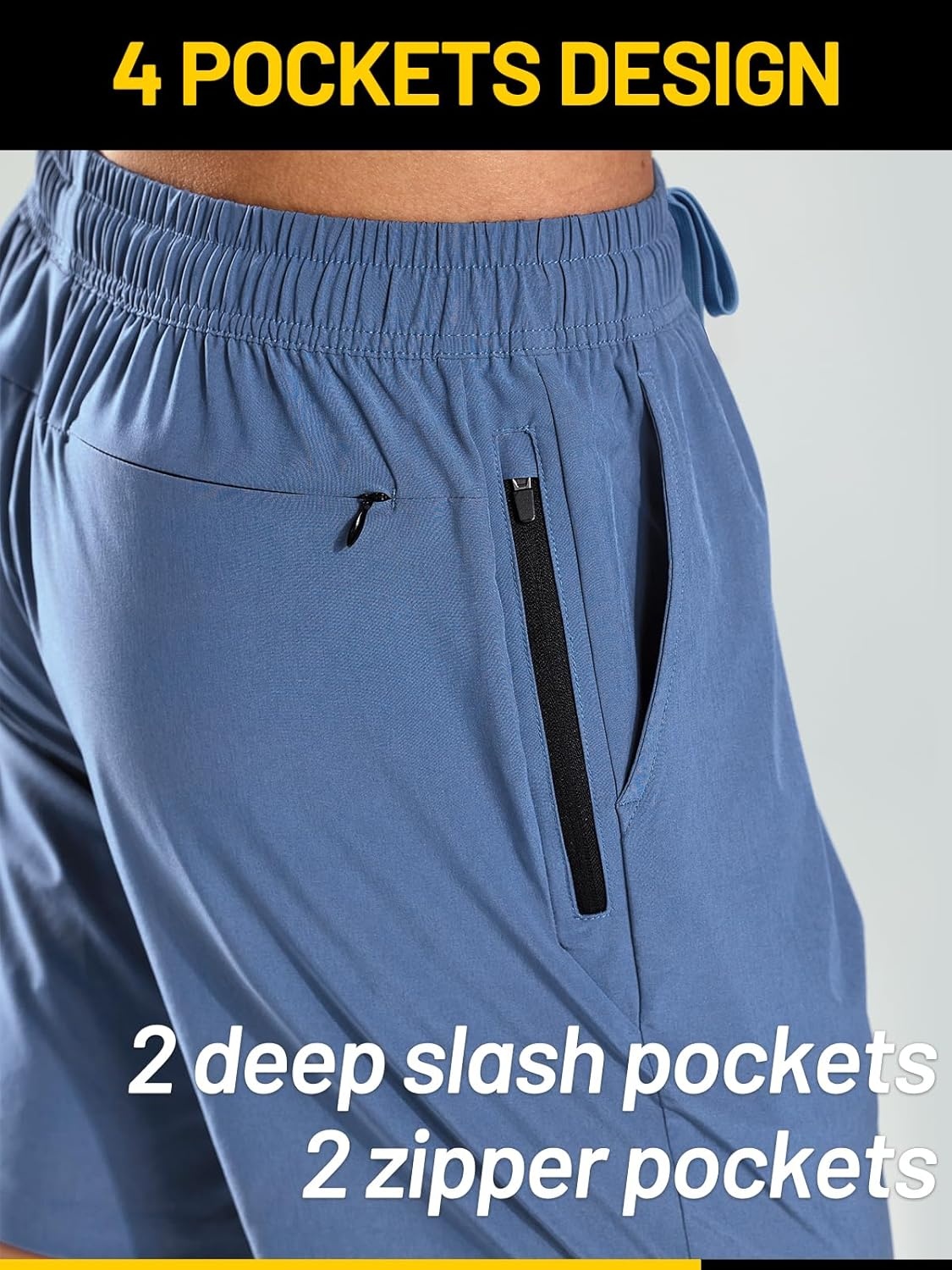 image:imageMIER Mens Workout Running Shorts 7 Inch Lightweight Athletic with Zipper Pockets No Liner QuickDry Gym Active ShortsIndigo Blue