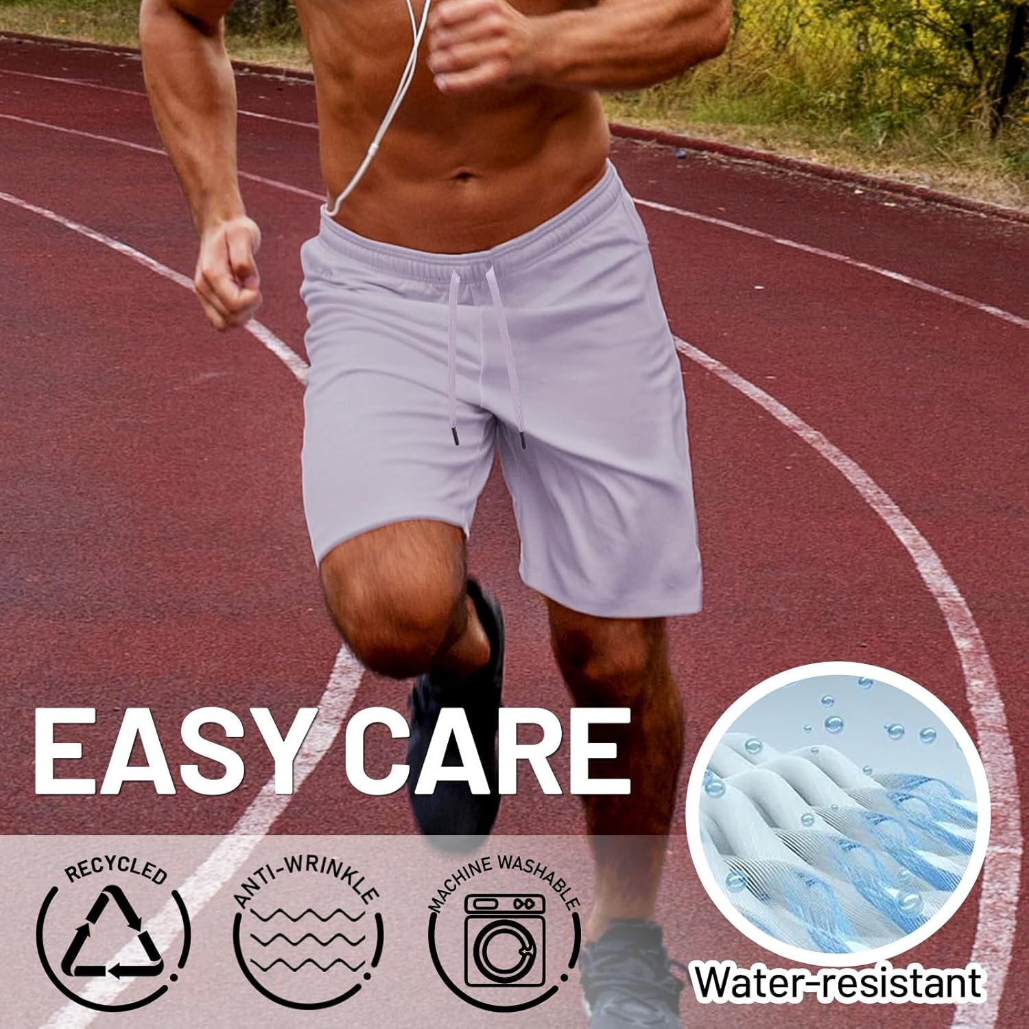 image:imageMIER Mens Workout Running Shorts 7 Inch Lightweight Athletic with Zipper Pockets No Liner QuickDry Gym Active ShortsLilac Purple