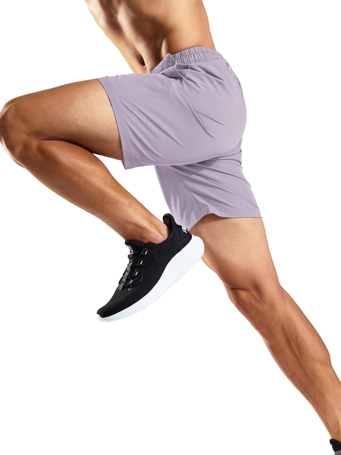image:imageMIER Mens Workout Running Shorts 7 Inch Lightweight Athletic with Zipper Pockets No Liner QuickDry Gym Active ShortsLilac Purple