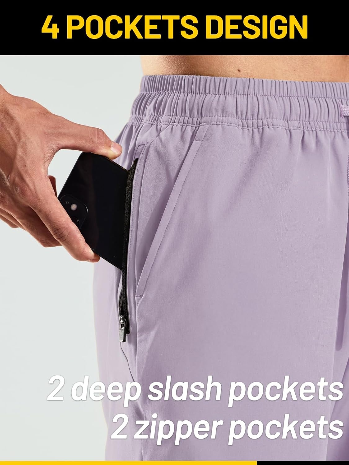 image:imageMIER Mens Workout Running Shorts 7 Inch Lightweight Athletic with Zipper Pockets No Liner QuickDry Gym Active ShortsLilac Purple