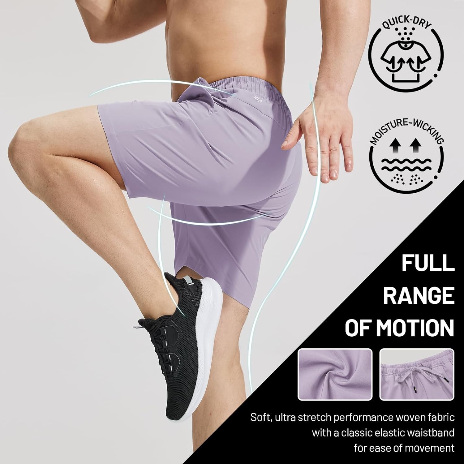 image:imageMIER Mens Workout Running Shorts 7 Inch Lightweight Athletic with Zipper Pockets No Liner QuickDry Gym Active ShortsLilac Purple