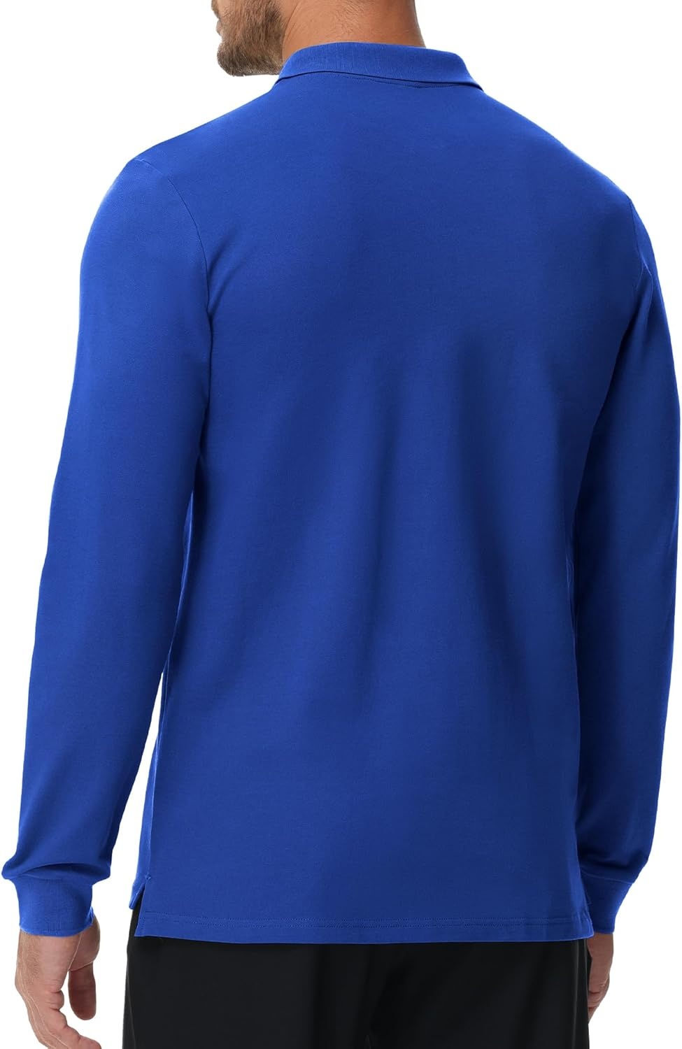image:imageMIER Polo Shirts for Men Cotton Long Sleeve Golf Tennis Collared Shirt for Casual Work Travel 3 Buttons Ultra SoftBlue