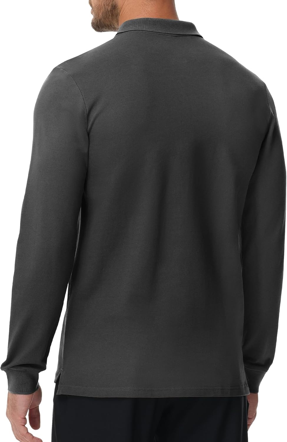 image:imageMIER Polo Shirts for Men Cotton Long Sleeve Golf Tennis Collared Shirt for Casual Work Travel 3 Buttons Ultra SoftGrey