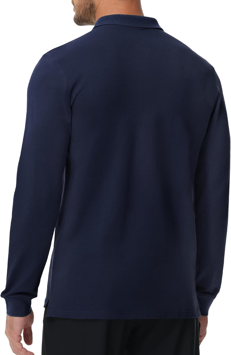 image:imageMIER Polo Shirts for Men Cotton Long Sleeve Golf Tennis Collared Shirt for Casual Work Travel 3 Buttons Ultra SoftNavy