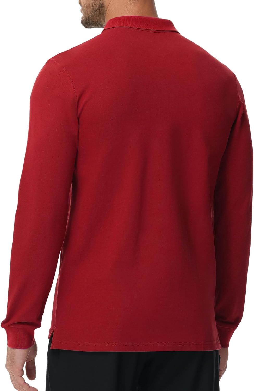 image:imageMIER Polo Shirts for Men Cotton Long Sleeve Golf Tennis Collared Shirt for Casual Work Travel 3 Buttons Ultra SoftRed