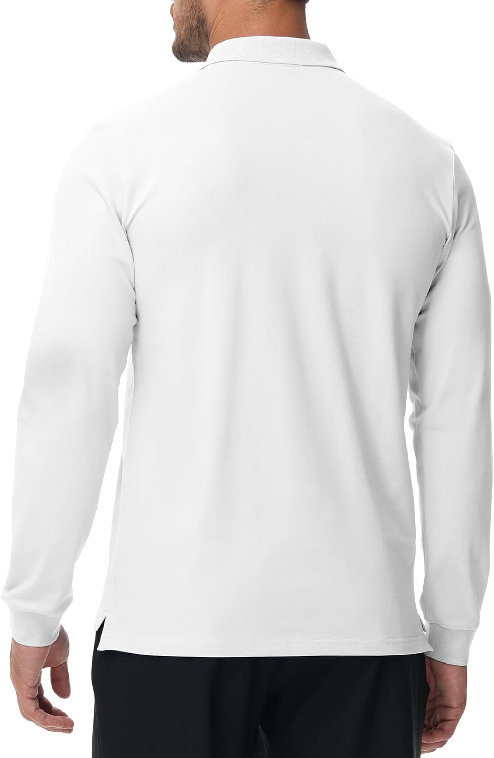 image:imageMIER Polo Shirts for Men Cotton Long Sleeve Golf Tennis Collared Shirt for Casual Work Travel 3 Buttons Ultra SoftWhite