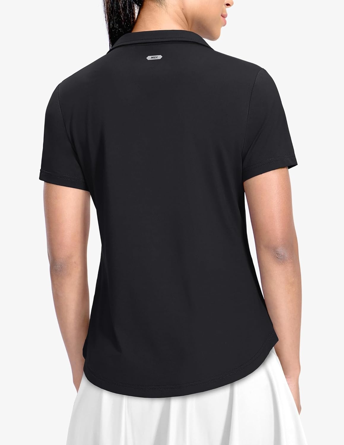 image:imageMIER Polo Shirts for Women V Neck Short Sleeve Golf Tennis Shirts Quick Dry Soft UPF 50 Collared Active Tops LightweightBlack