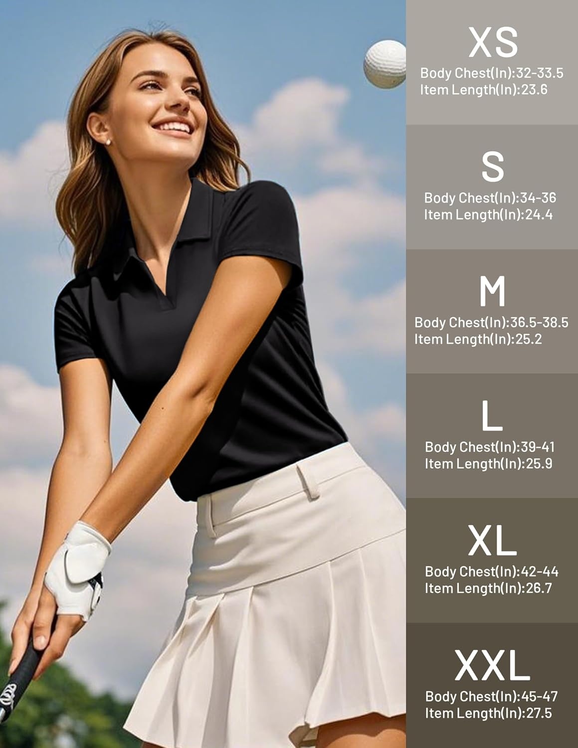 image:imageMIER Polo Shirts for Women V Neck Short Sleeve Golf Tennis Shirts Quick Dry Soft UPF 50 Collared Active Tops LightweightBlack