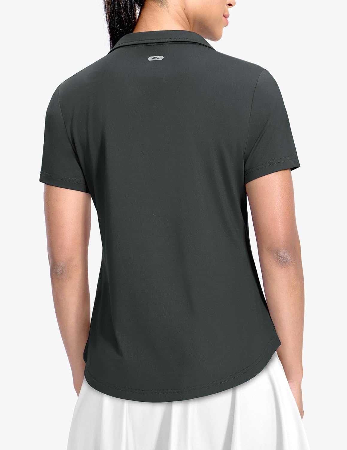 image:imageMIER Polo Shirts for Women V Neck Short Sleeve Golf Tennis Shirts Quick Dry Soft UPF 50 Collared Active Tops LightweightDark Grey