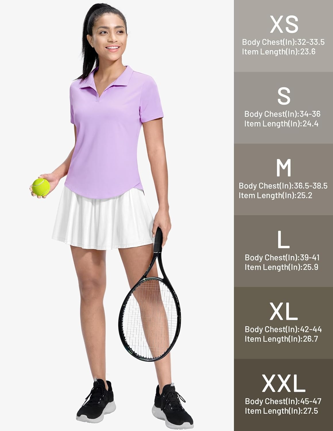 image:imageMIER Polo Shirts for Women V Neck Short Sleeve Golf Tennis Shirts Quick Dry Soft UPF 50 Collared Active Tops LightweightLavender
