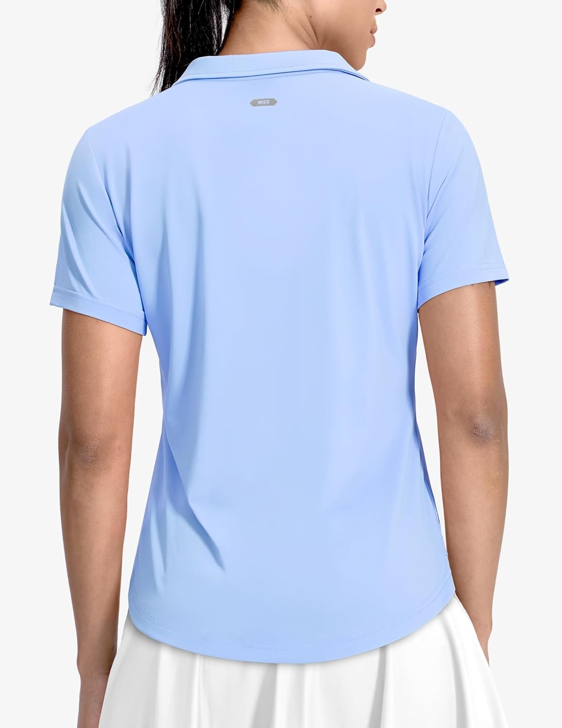 image:imageMIER Polo Shirts for Women V Neck Short Sleeve Golf Tennis Shirts Quick Dry Soft UPF 50 Collared Active Tops LightweightLight Blue