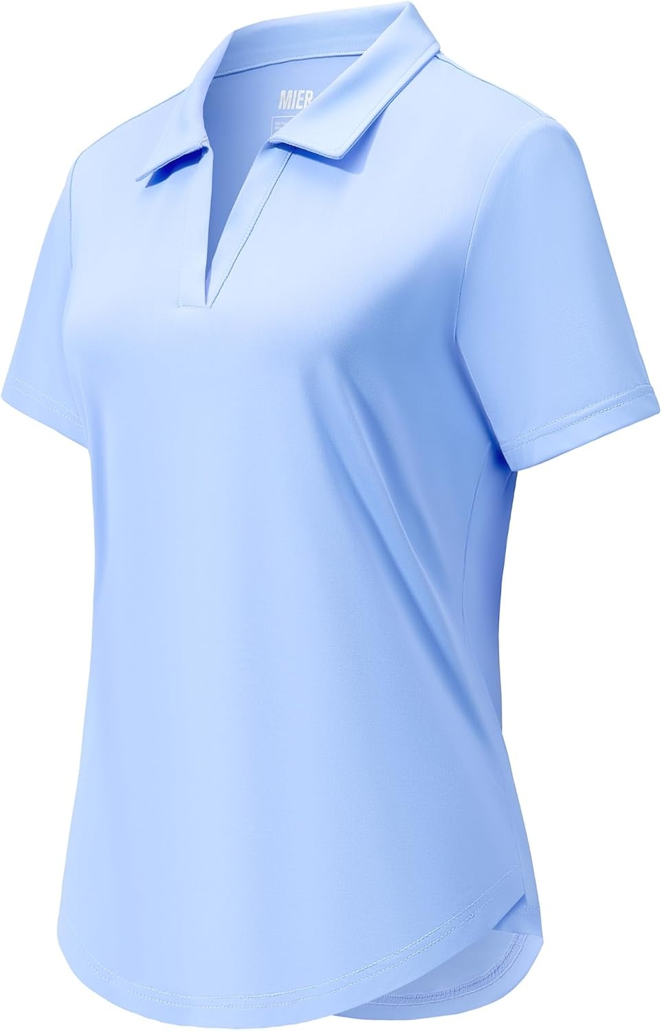 image:imageMIER Polo Shirts for Women V Neck Short Sleeve Golf Tennis Shirts Quick Dry Soft UPF 50 Collared Active Tops LightweightLight Blue