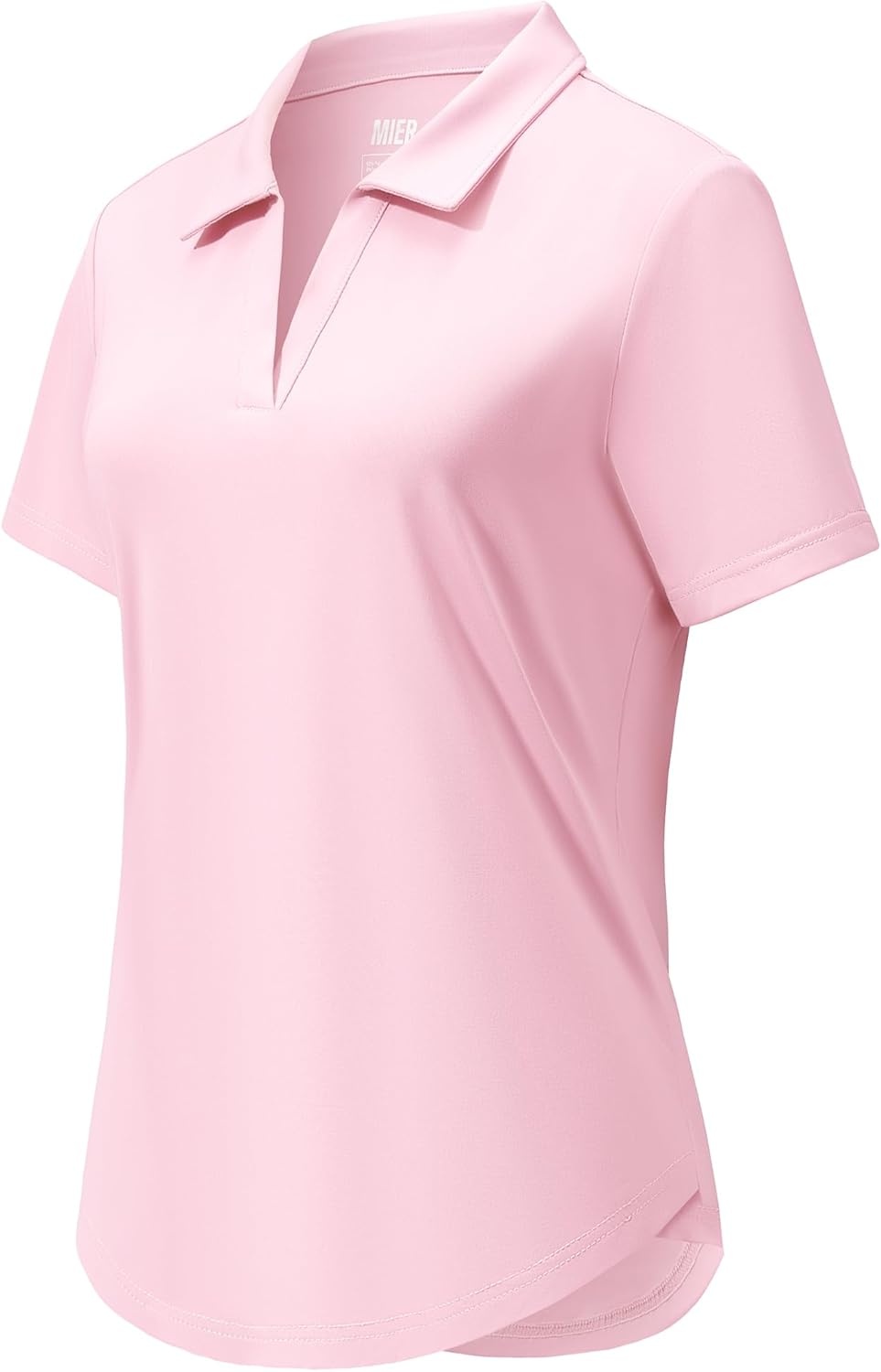 image:imageMIER Polo Shirts for Women V Neck Short Sleeve Golf Tennis Shirts Quick Dry Soft UPF 50 Collared Active Tops LightweightLight Pink