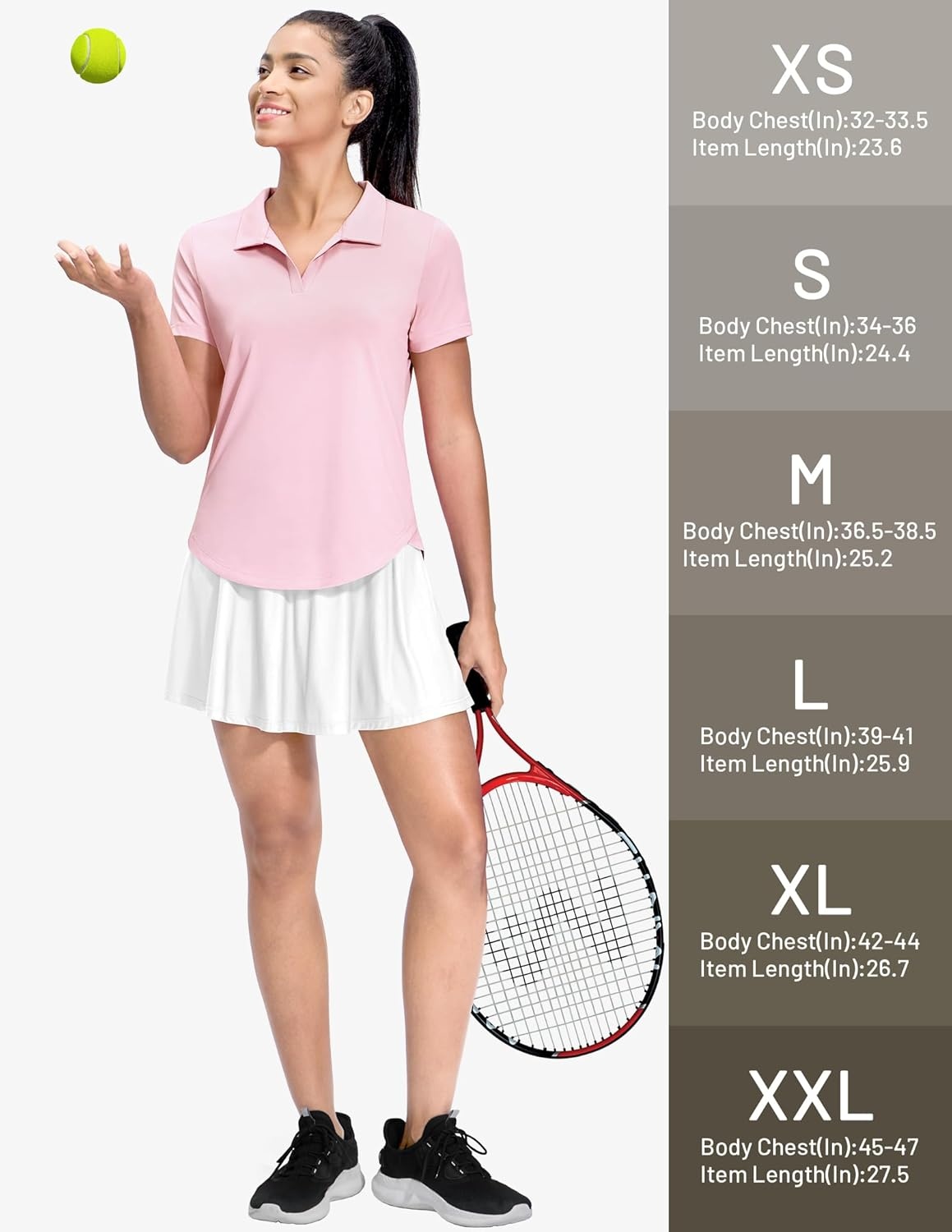 image:imageMIER Polo Shirts for Women V Neck Short Sleeve Golf Tennis Shirts Quick Dry Soft UPF 50 Collared Active Tops LightweightLight Pink