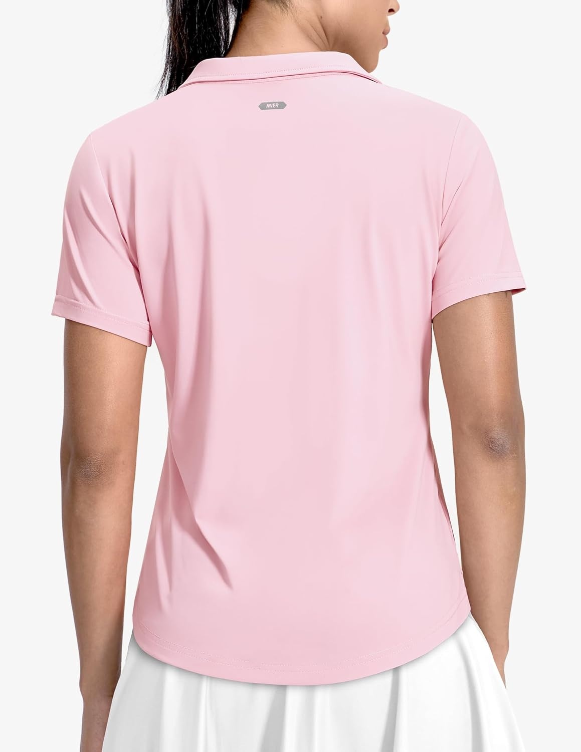 image:imageMIER Polo Shirts for Women V Neck Short Sleeve Golf Tennis Shirts Quick Dry Soft UPF 50 Collared Active Tops LightweightLight Pink