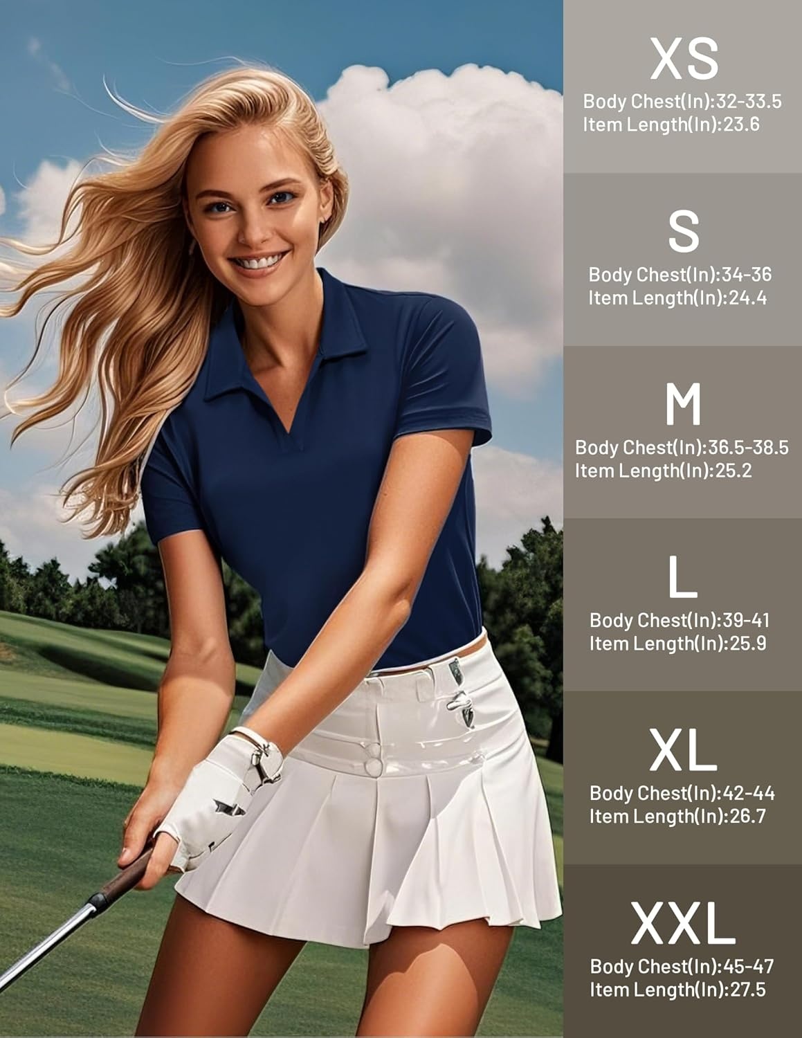 image:imageMIER Polo Shirts for Women V Neck Short Sleeve Golf Tennis Shirts Quick Dry Soft UPF 50 Collared Active Tops LightweightNavy