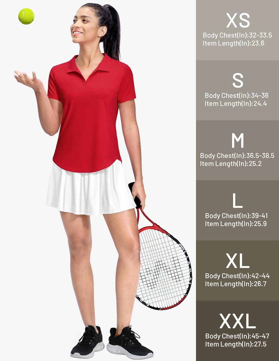 image:imageMIER Polo Shirts for Women V Neck Short Sleeve Golf Tennis Shirts Quick Dry Soft UPF 50 Collared Active Tops LightweightRed