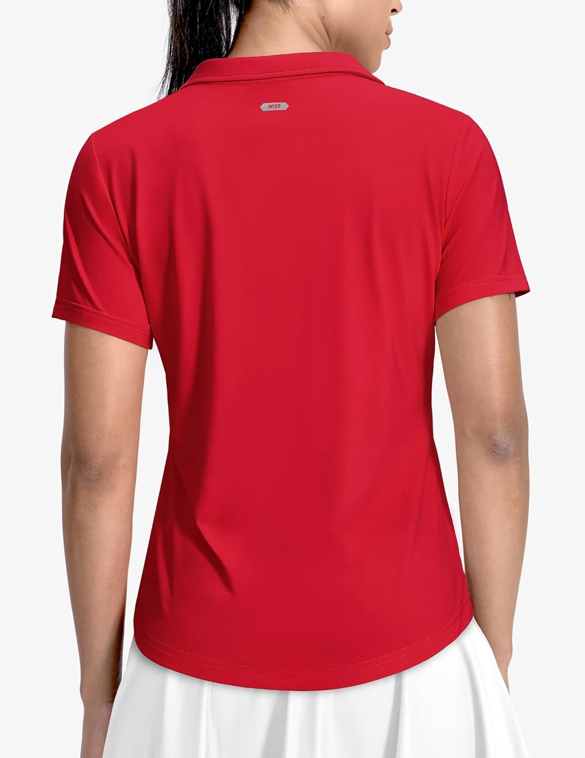 image:imageMIER Polo Shirts for Women V Neck Short Sleeve Golf Tennis Shirts Quick Dry Soft UPF 50 Collared Active Tops LightweightRed