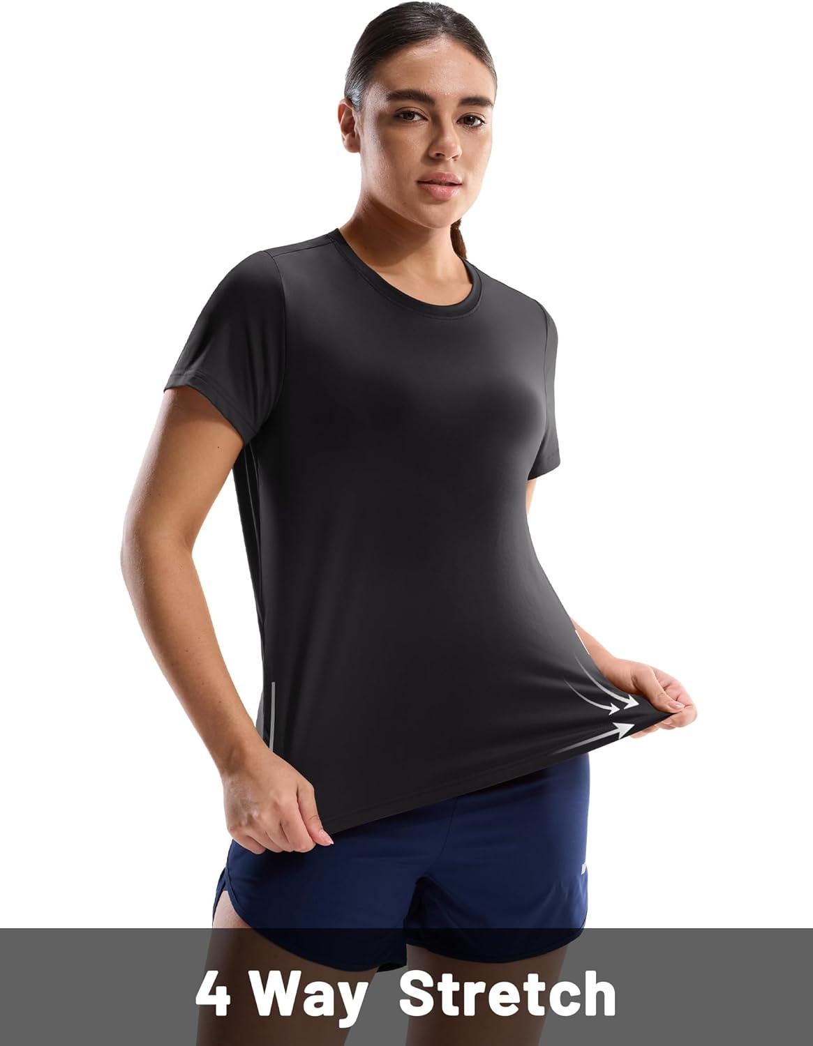 image:imageMIER Short Sleeve COOL MAX Running Shirts for Women Moisture Wicking amp Quick Dry Workout Athletic TShirt Crew Neck Gym TopBlack