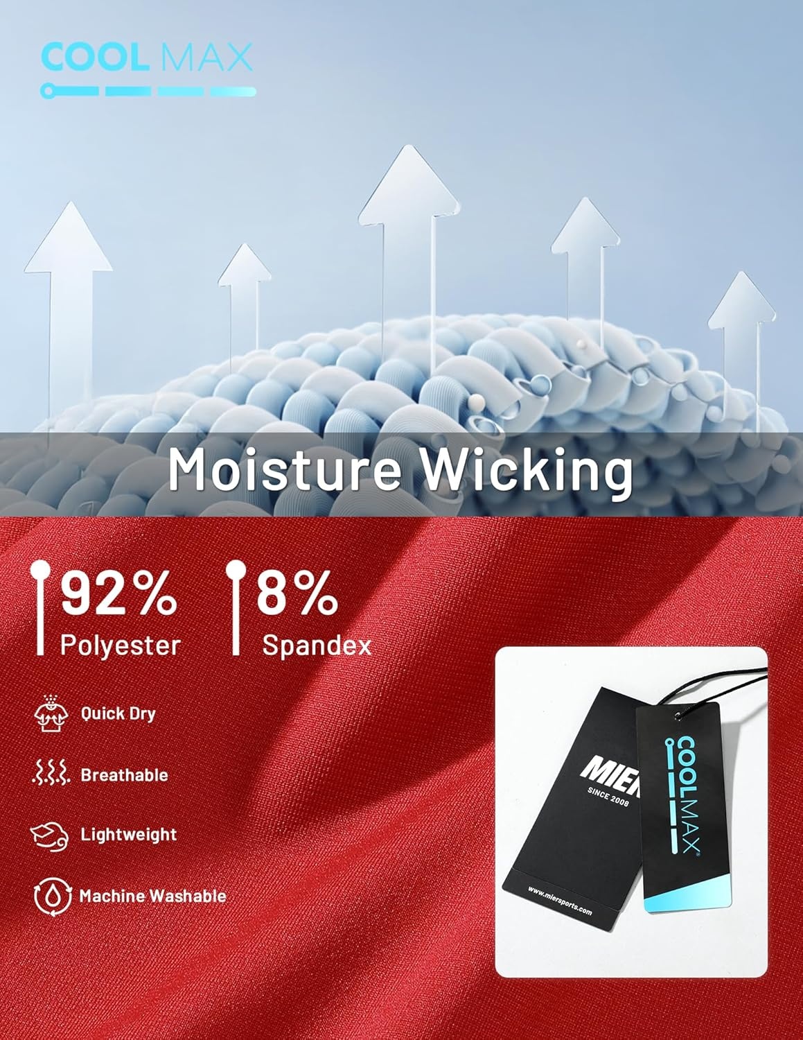 image:imageMIER Short Sleeve COOL MAX Running Shirts for Women Moisture Wicking amp Quick Dry Workout Athletic TShirt Crew Neck Gym TopRed