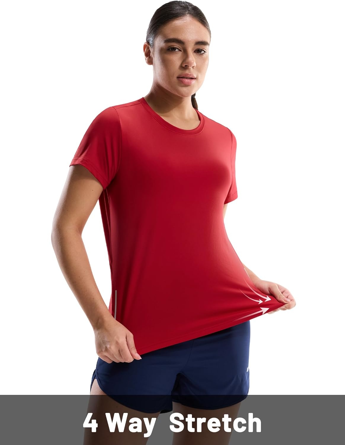 image:imageMIER Short Sleeve COOL MAX Running Shirts for Women Moisture Wicking amp Quick Dry Workout Athletic TShirt Crew Neck Gym TopRed