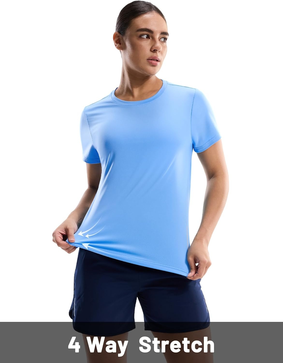 image:imageMIER Short Sleeve COOL MAX Running Shirts for Women Moisture Wicking amp Quick Dry Workout Athletic TShirt Crew Neck Gym TopSky Blue