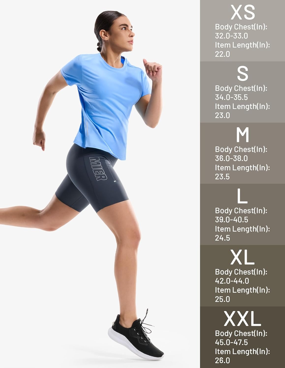 image:imageMIER Short Sleeve COOL MAX Running Shirts for Women Moisture Wicking amp Quick Dry Workout Athletic TShirt Crew Neck Gym TopSky Blue