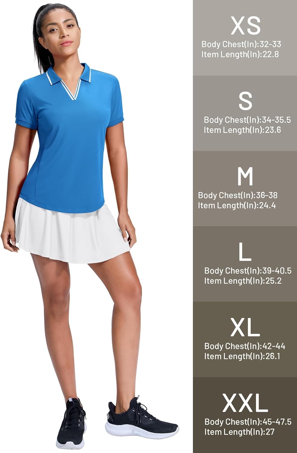 image:imageMIER VNeck Polo Shirts for Women Short Sleeve UPF 50 Sun Protection Golf Tennis Active Stretch Collared Shirt Tops Dry FitClassic BlueWhite