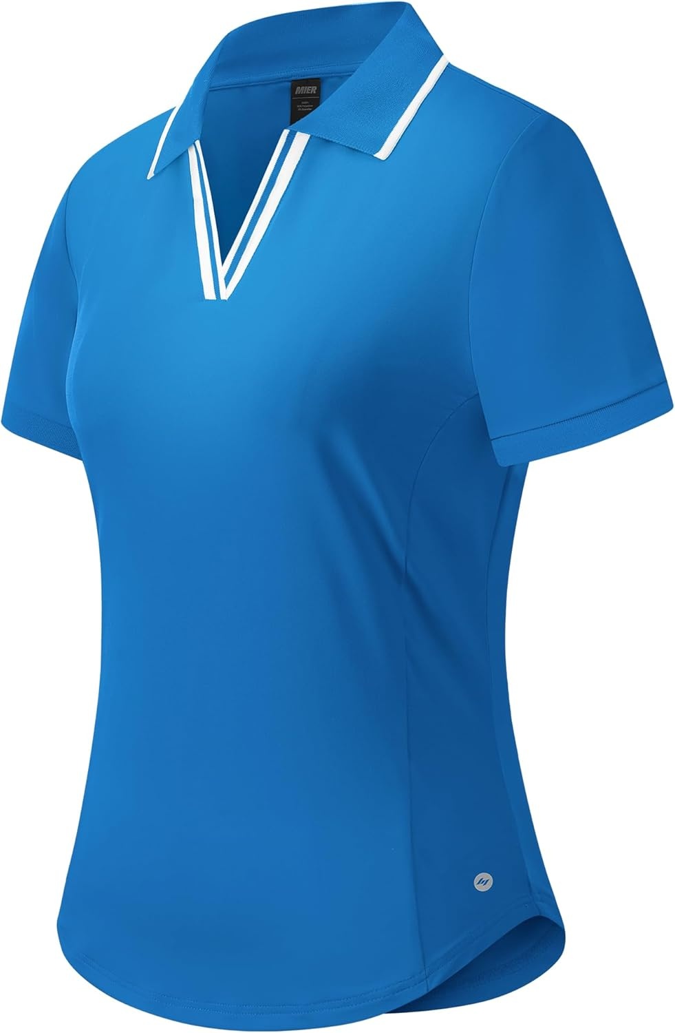 image:imageMIER VNeck Polo Shirts for Women Short Sleeve UPF 50 Sun Protection Golf Tennis Active Stretch Collared Shirt Tops Dry FitClassic BlueWhite