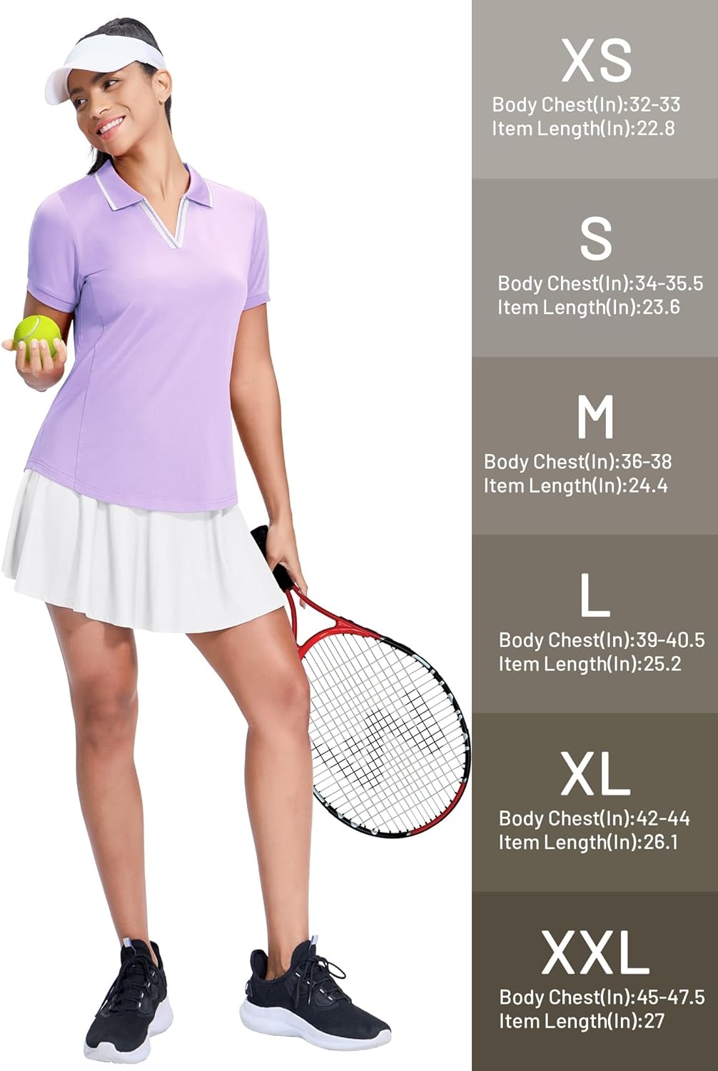 image:imageMIER VNeck Polo Shirts for Women Short Sleeve UPF 50 Sun Protection Golf Tennis Active Stretch Collared Shirt Tops Dry FitLavenderWhite