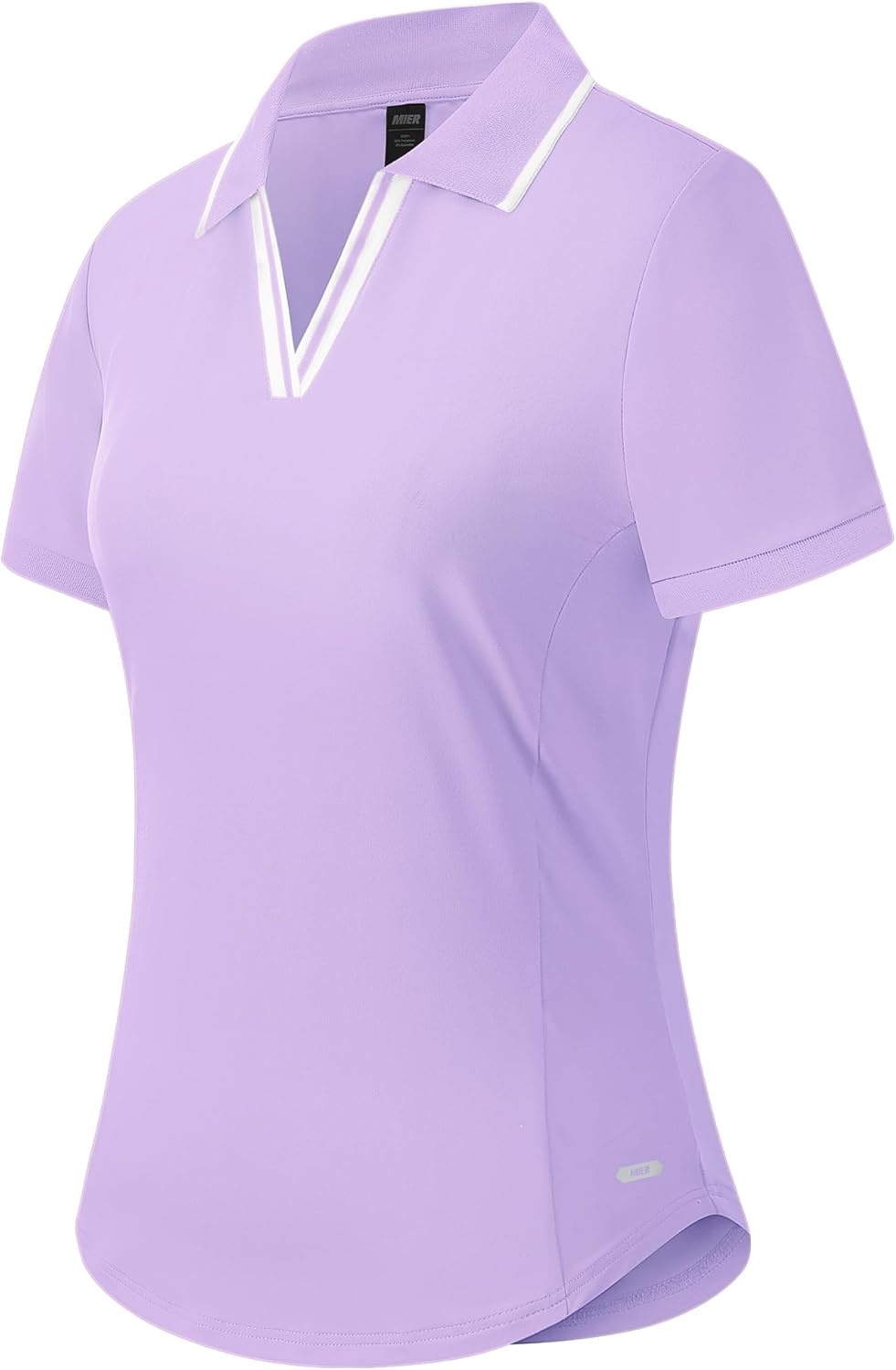 image:imageMIER VNeck Polo Shirts for Women Short Sleeve UPF 50 Sun Protection Golf Tennis Active Stretch Collared Shirt Tops Dry FitLavenderWhite