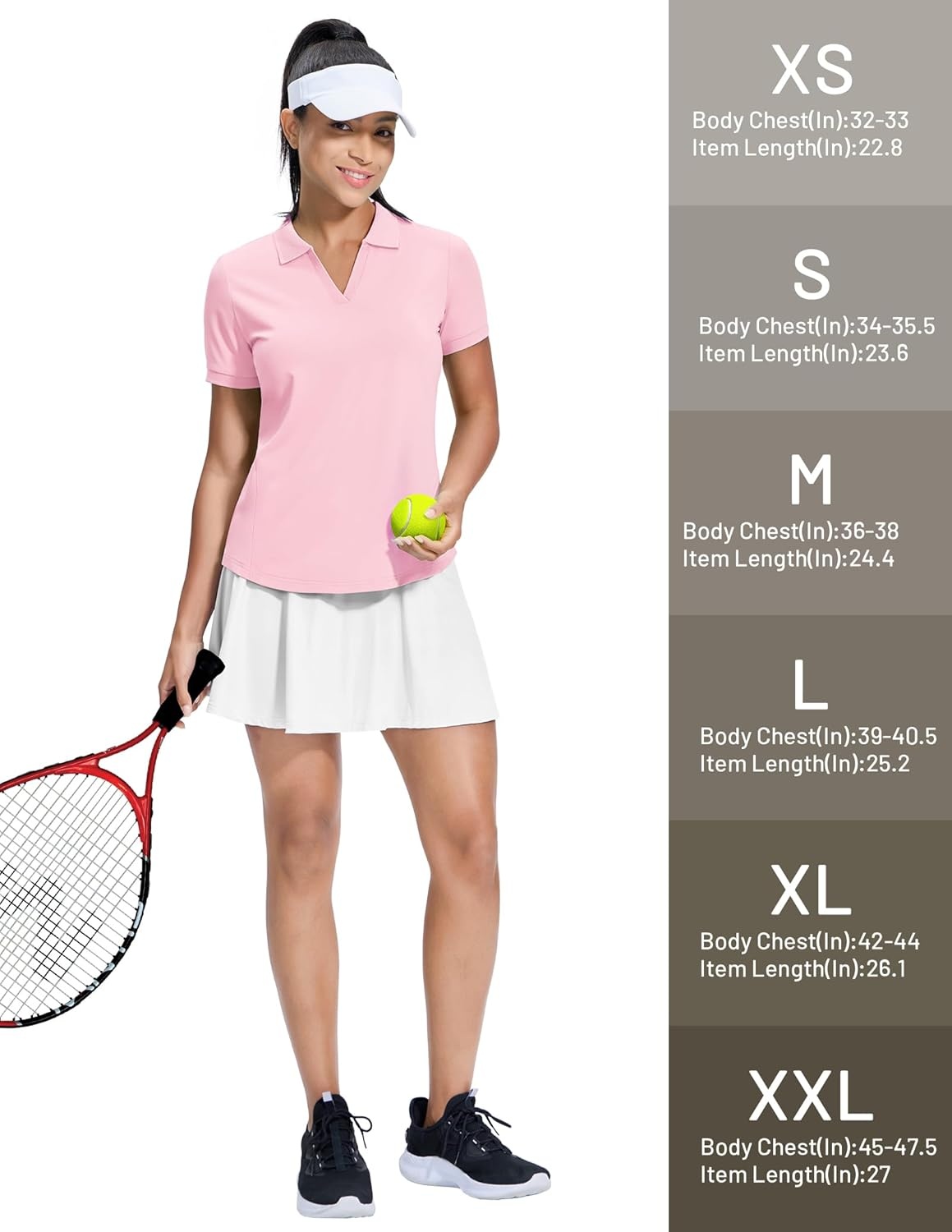 image:imageMIER VNeck Polo Shirts for Women Short Sleeve UPF 50 Sun Protection Golf Tennis Active Stretch Collared Shirt Tops Dry FitLight Pink