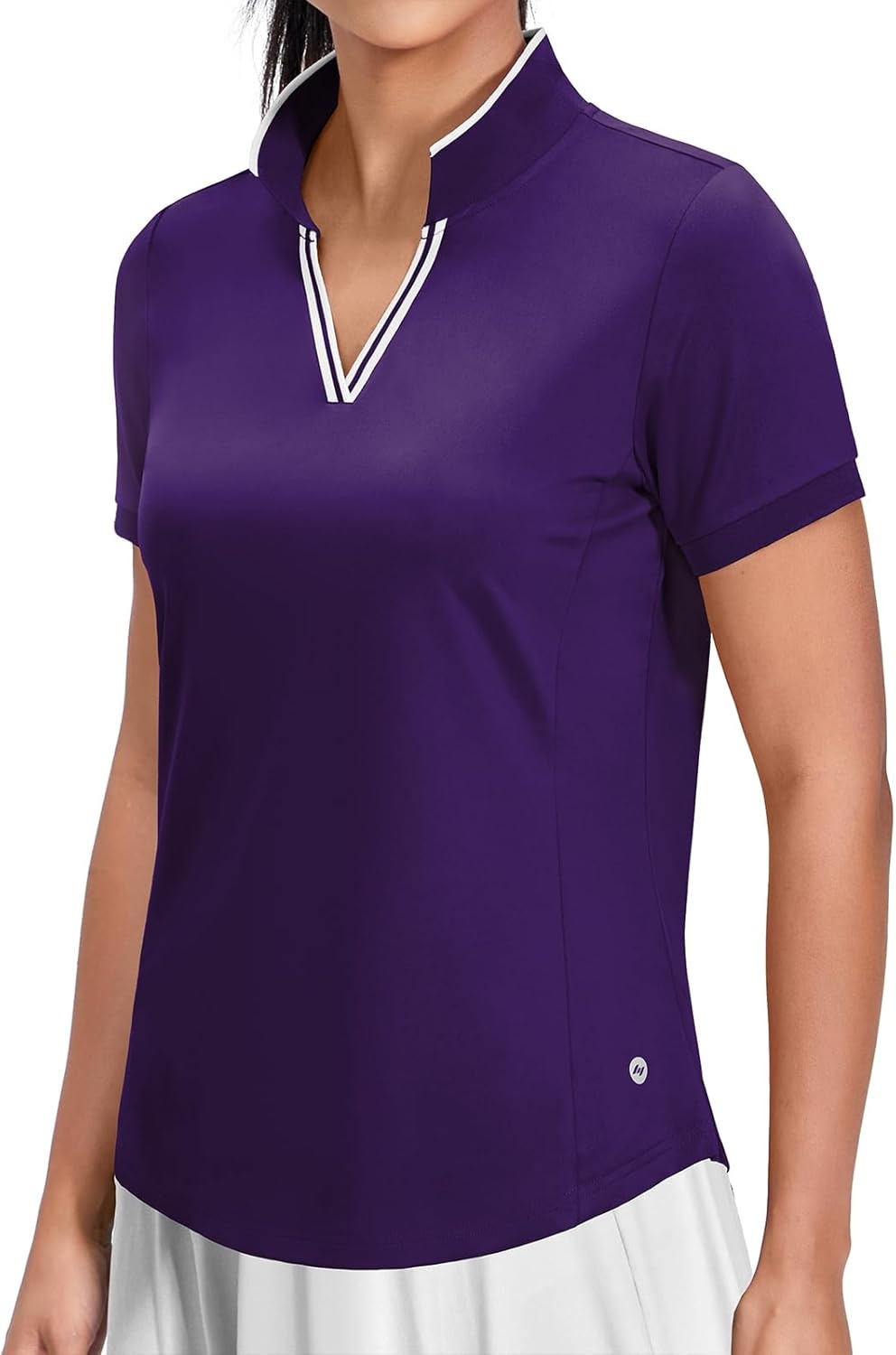 image:imageMIER VNeck Polo Shirts for Women Short Sleeve UPF 50 Sun Protection Golf Tennis Active Stretch Collared Shirt Tops Dry FitPurpleWhite