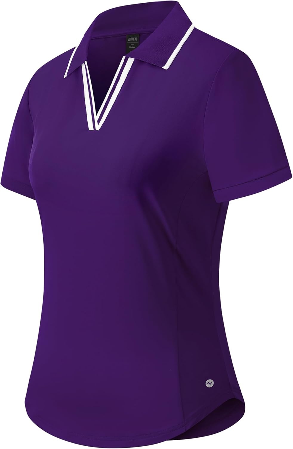 image:imageMIER VNeck Polo Shirts for Women Short Sleeve UPF 50 Sun Protection Golf Tennis Active Stretch Collared Shirt Tops Dry FitPurpleWhite