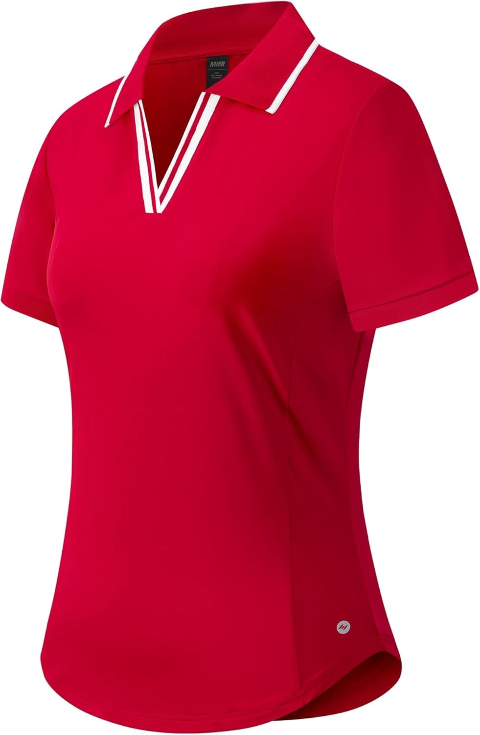image:imageMIER VNeck Polo Shirts for Women Short Sleeve UPF 50 Sun Protection Golf Tennis Active Stretch Collared Shirt Tops Dry FitRedWhite