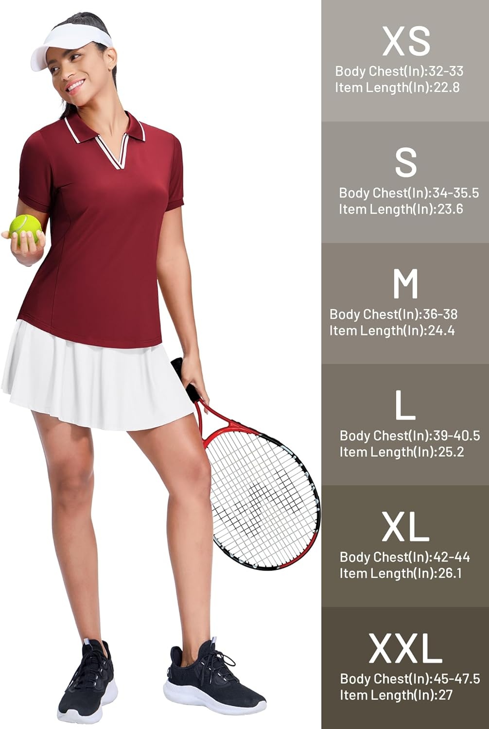 image:imageMIER VNeck Polo Shirts for Women Short Sleeve UPF 50 Sun Protection Golf Tennis Active Stretch Collared Shirt Tops Dry FitWineWhite