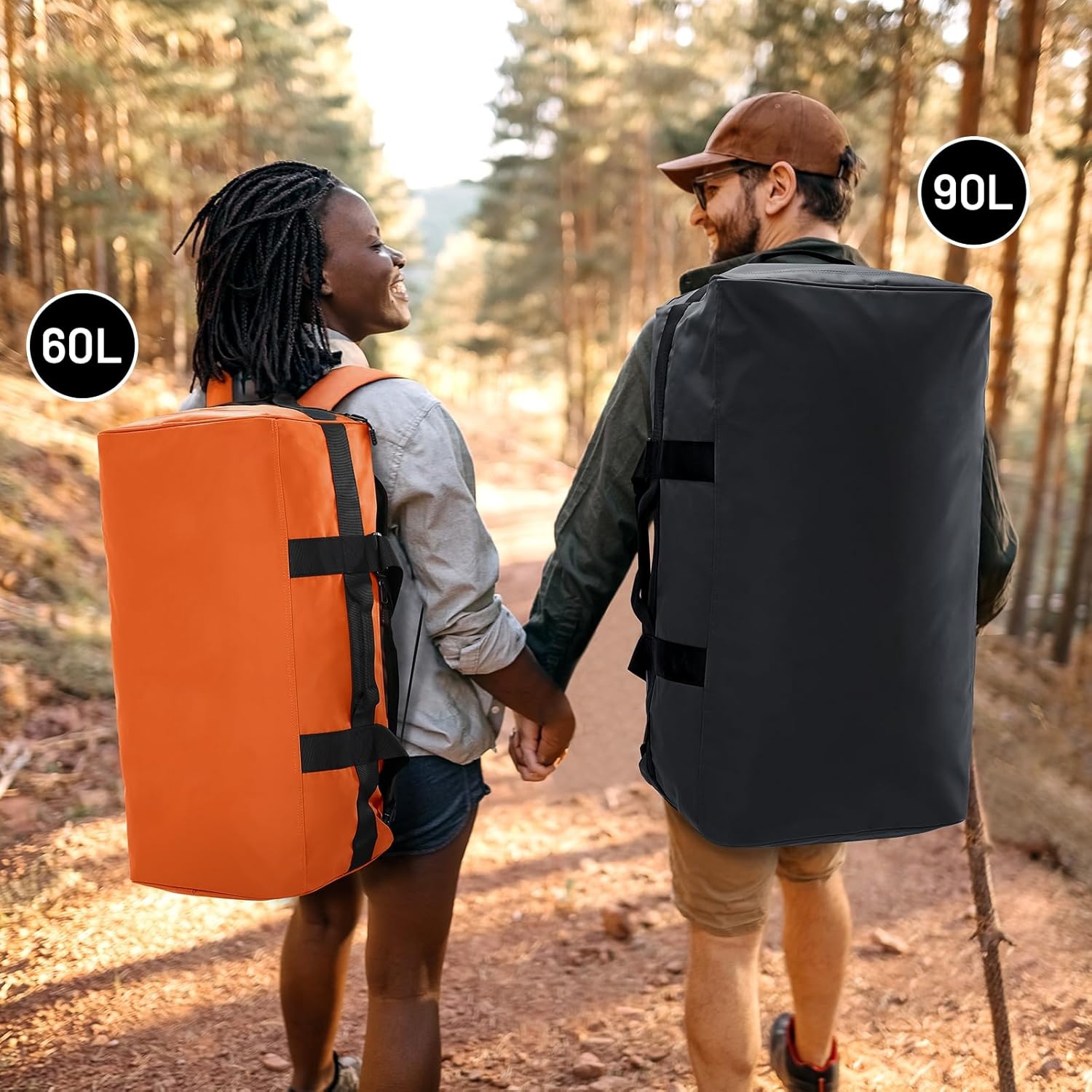 image:imageMIER Water Resistant Backpack Duffle Heavy Duty Convertible Duffle Bag with Backpack Straps for Gym Sports TravelBlack